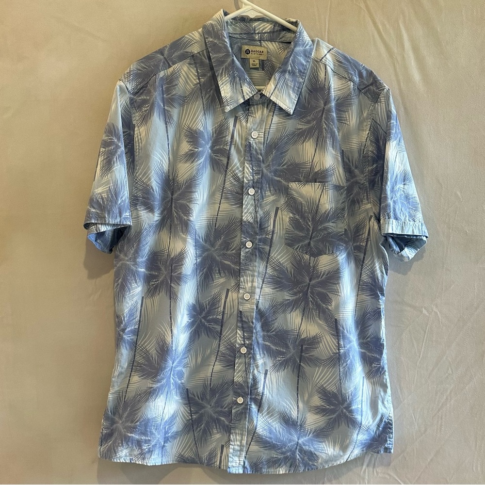 Haggar Hawaiian Print short sleeve button down shirt, men’s XL